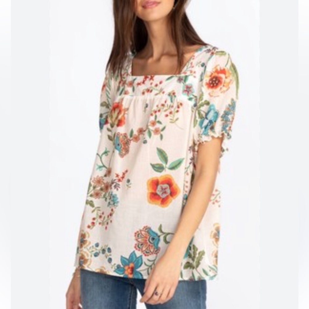 Johnny Was EKRU ARDELL PUFF SLEEVE TOP